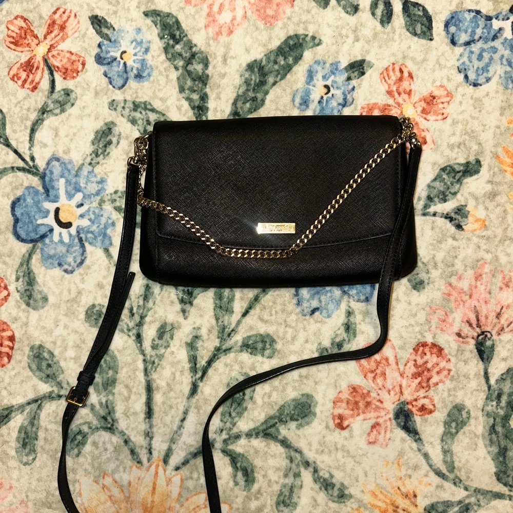 Kate Spade Black Crossbody Bag with Gold Chain